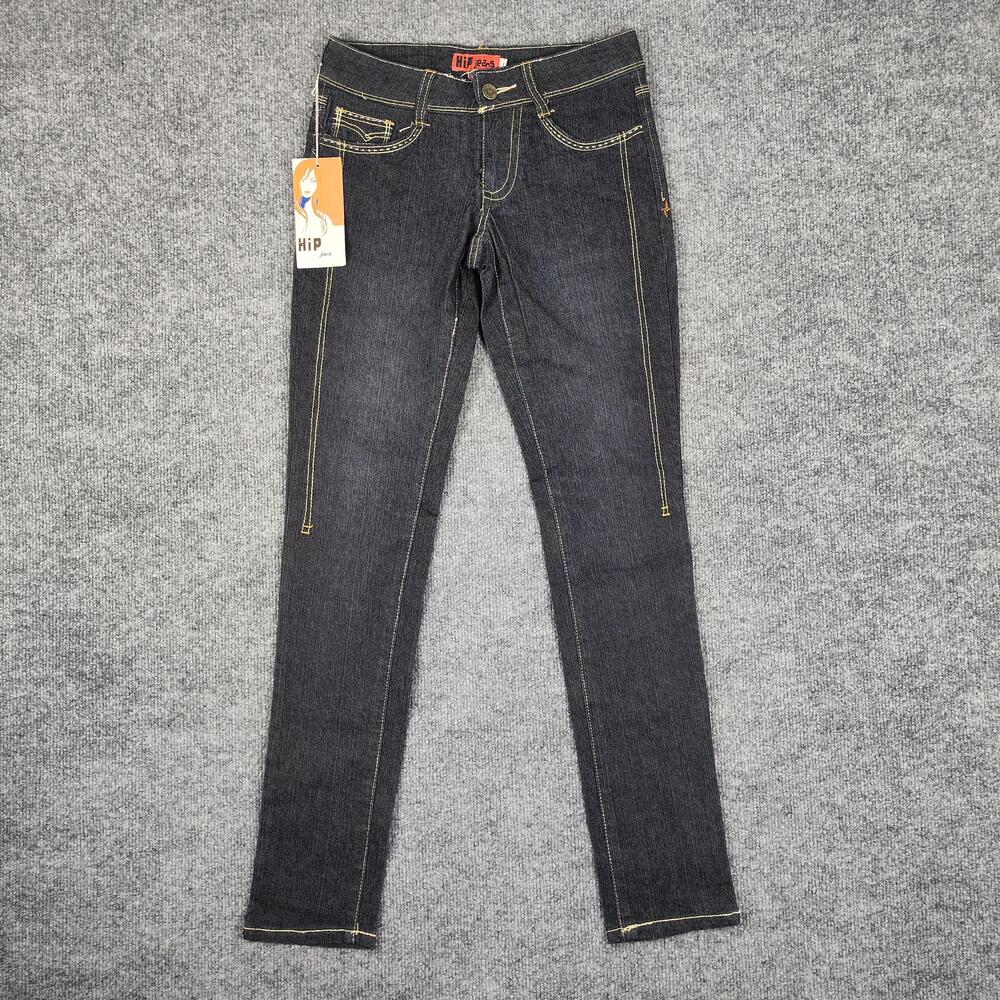 HiP Jeans Jeans Juniors 1 Black Dark Wash Low Rise Skinny Stretch Denim
